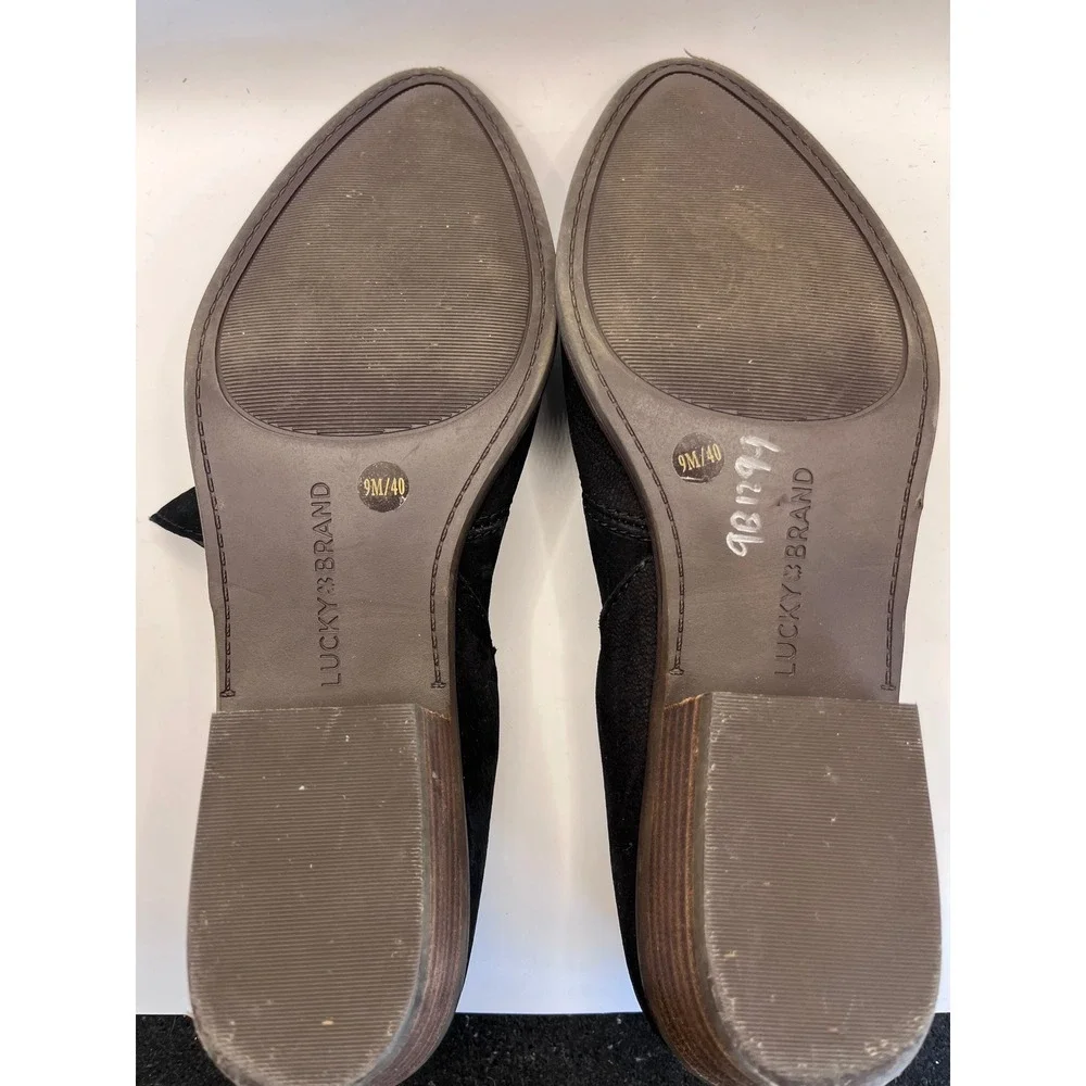 Lucky Brand Basel Black Leather Side Cutout Pointed Toe Ankle Booties Men's 9